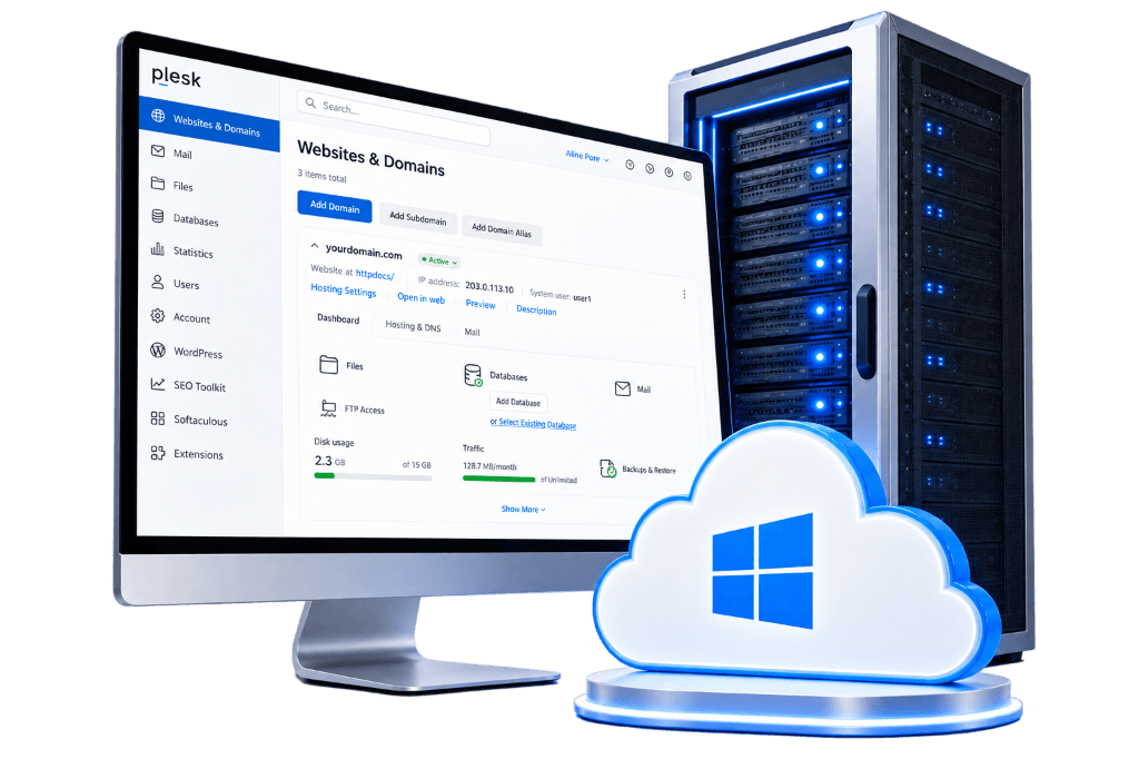 Windows Plesk reseller hosting illustration